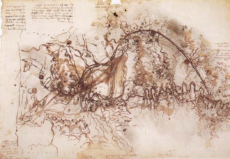 LEONARDO da Vinci Plan fur a canal to the evasion of the Arno Sweden oil painting art